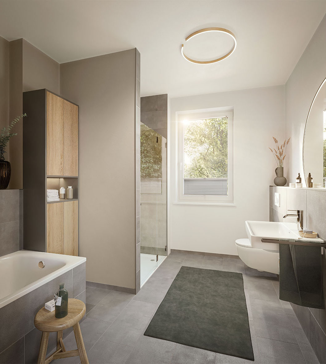 final; 3d; mehrfamilienhaus; außen; wohnen; tag; still; vermarktung; fotorealismus; Randelpark; Hamburg; Poppenbüttler Landstraße; Friedrich-Kirsten-Straße; Otto Wulff; Lukas Nimmerjahn; Pla2A Architekten; GHP Landschaftsarchitekten;